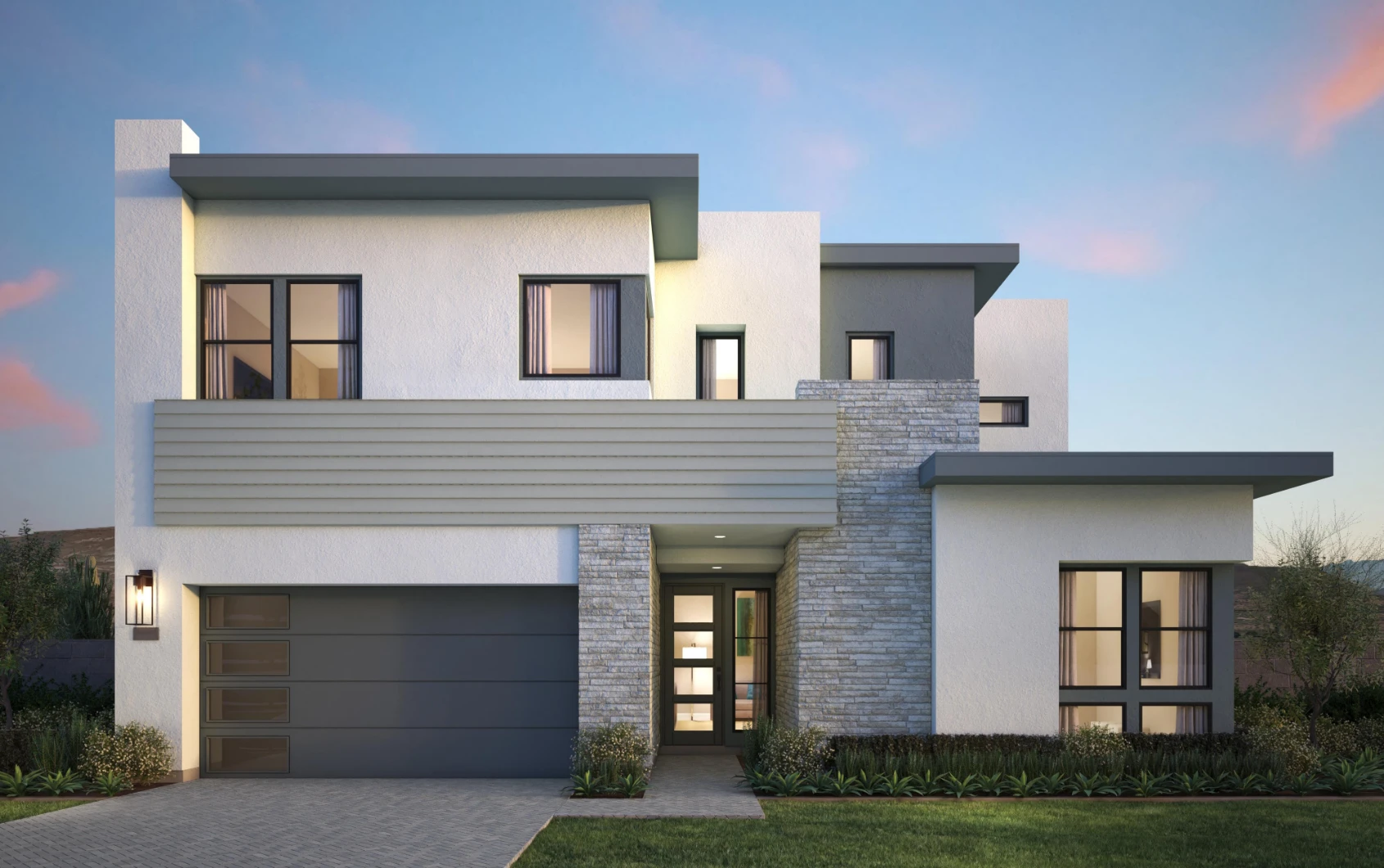 Modern style, 2-story, with chimney home rendering