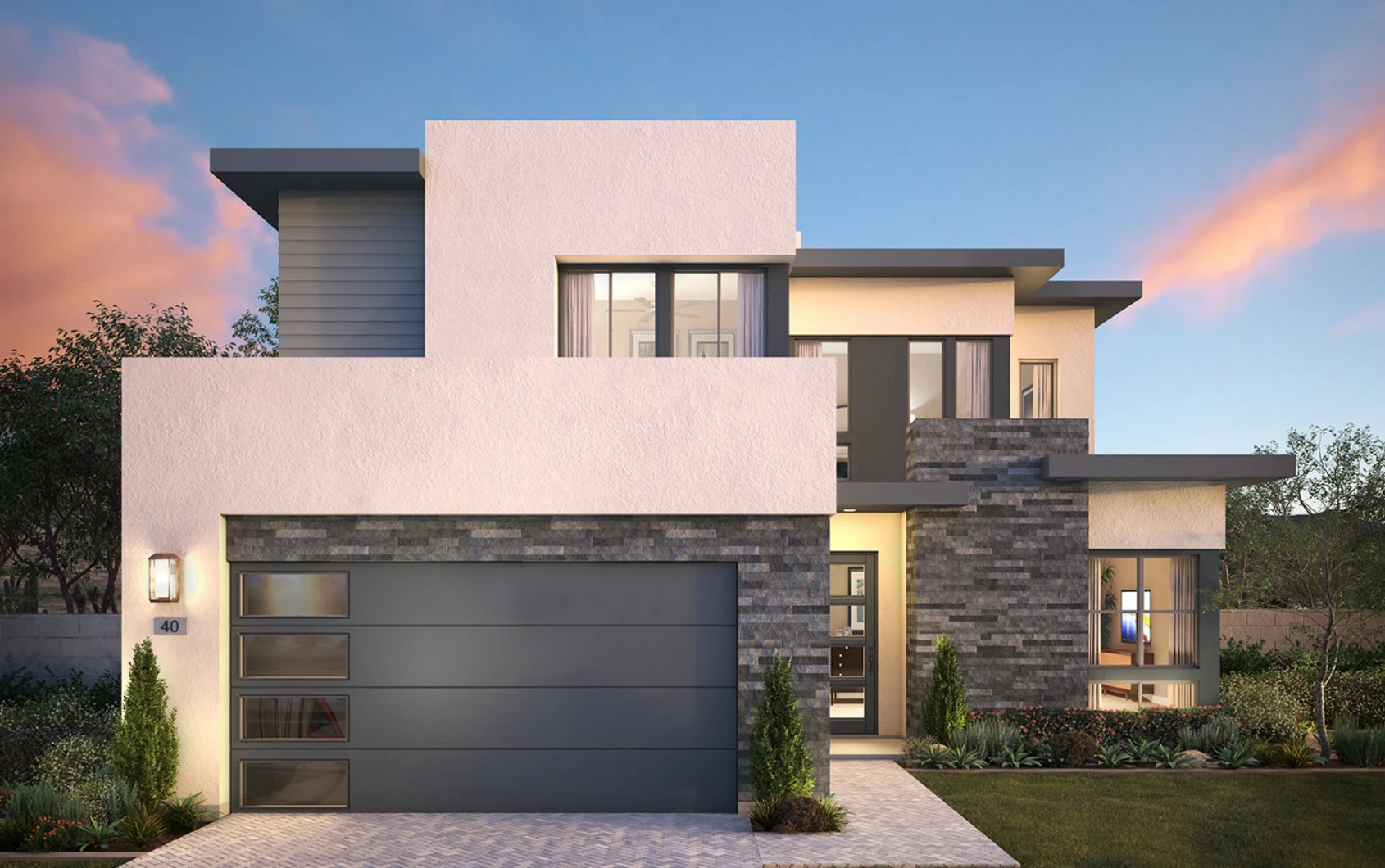 Modern style, 2-story home rendering